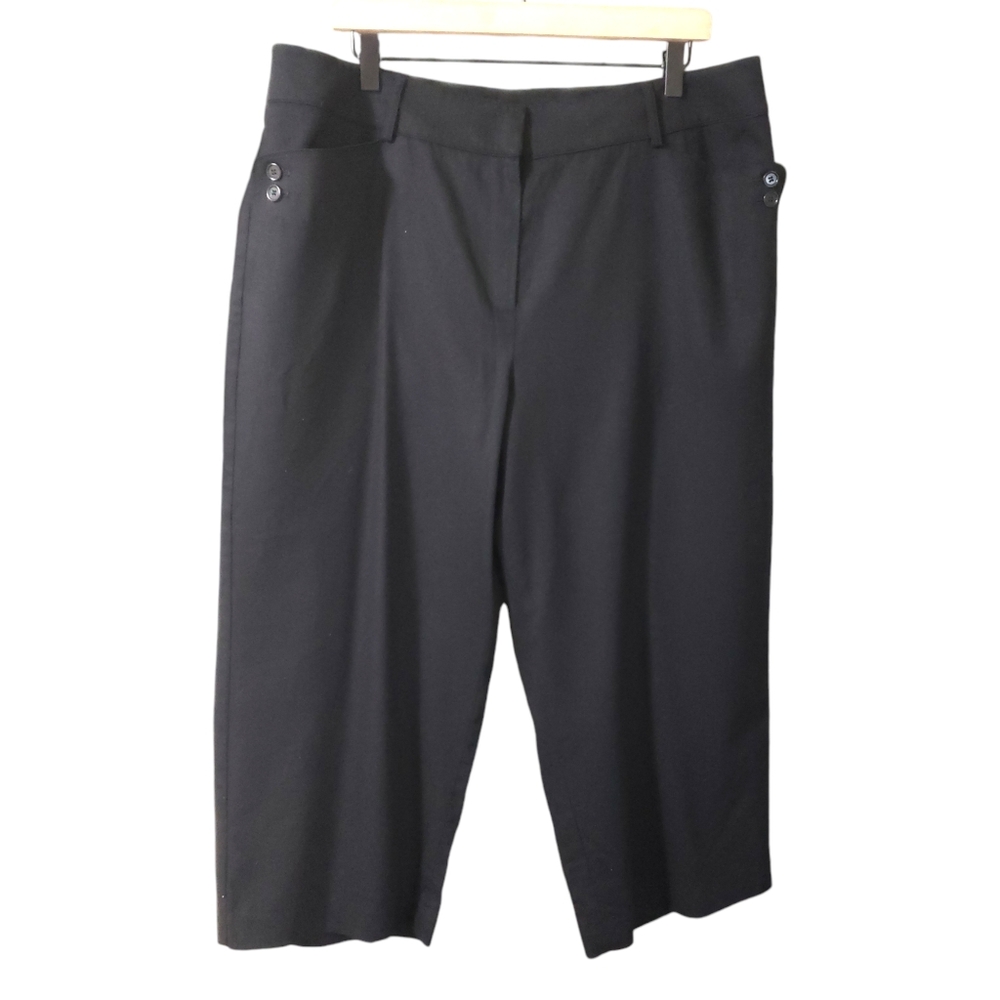 Talbots Wool Stretch Fabric Black Cropped Dress Pants Size 18